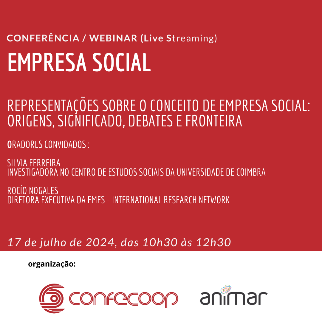 Webinar "Representações sobre o conceito de empresa social: origens, significado, debates e fronteira”